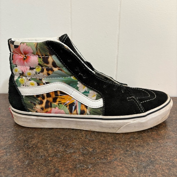 Vans Sk8-Hi Tropical Animal Checkerboard Shoes Pre Owned Men’s 8.5 Women’s 10 - Picture 4 of 13